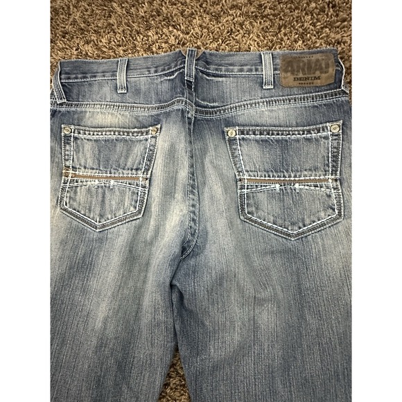 Ariat Jeans Mens Blue Relaxed Bootcut Cotton Denim Size 36X34 - Picture 3 of 5